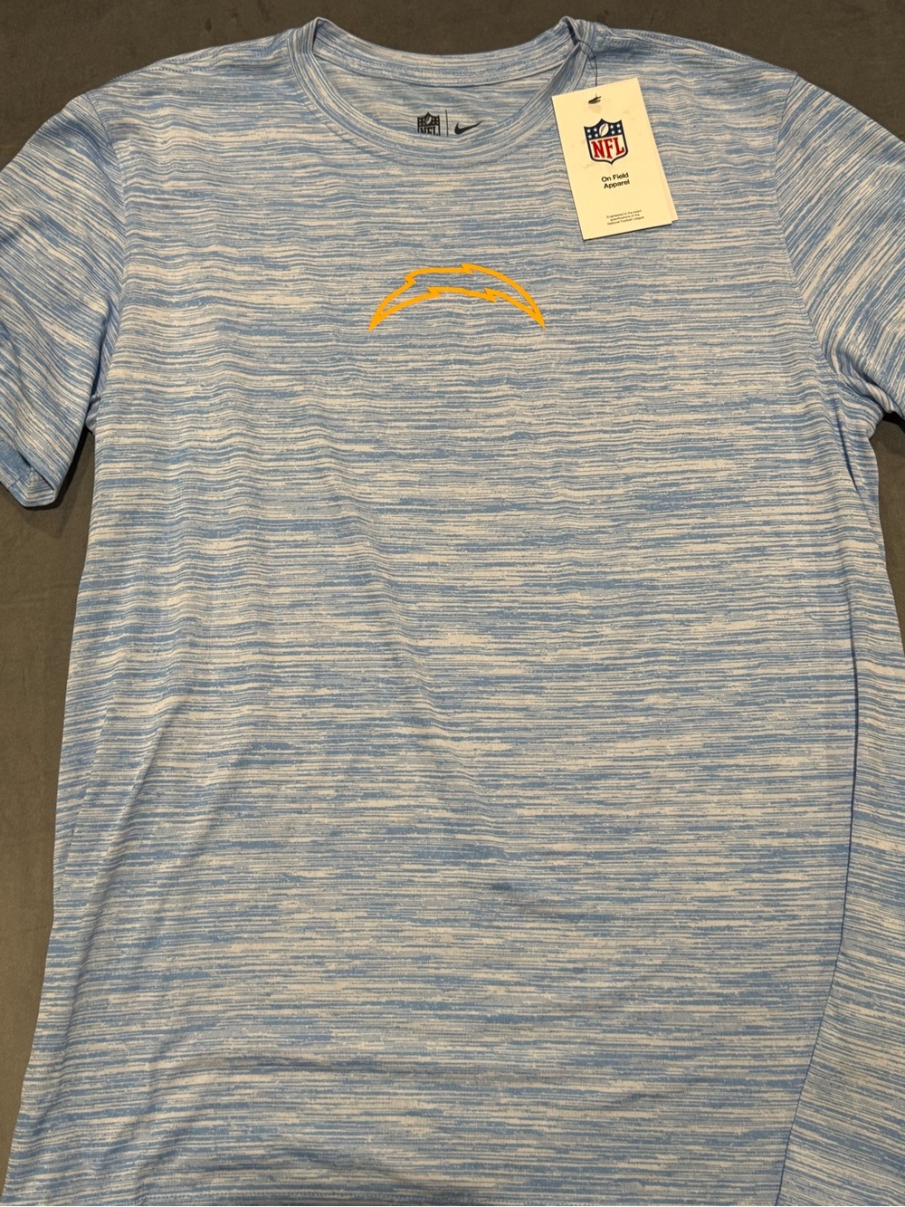 Nike Light Blue Heather Chargers Logo Short Sleeve Tee